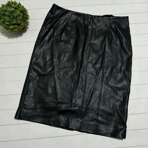 Faux Leather Classic Black Long Modest Pencil Skirt Women’s Size 8